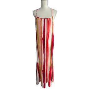 BB DAKOTA Striped Pleated Maxi Dress Size Large NEW